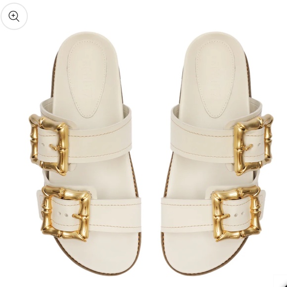 Schutz Enola Sporty Sandal in White/Gold Size 6.5 - Picture 3 of 5